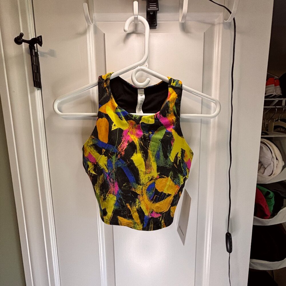 NWT Lululemon Women's Size 2 Invigorate Train Tank Black and Yellow